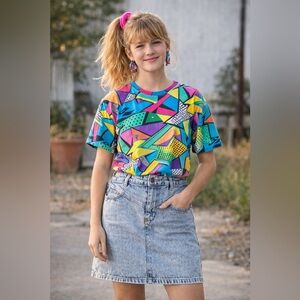 H&M Divided Acid Wash Denim Paperbag Waist Mini Skirt Women's Size‎ 4